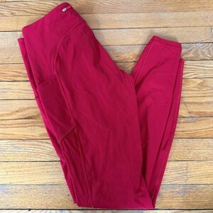 Lululemon Women’s Leggings Red Size 12T Tall Side Pockets Speed Up tights